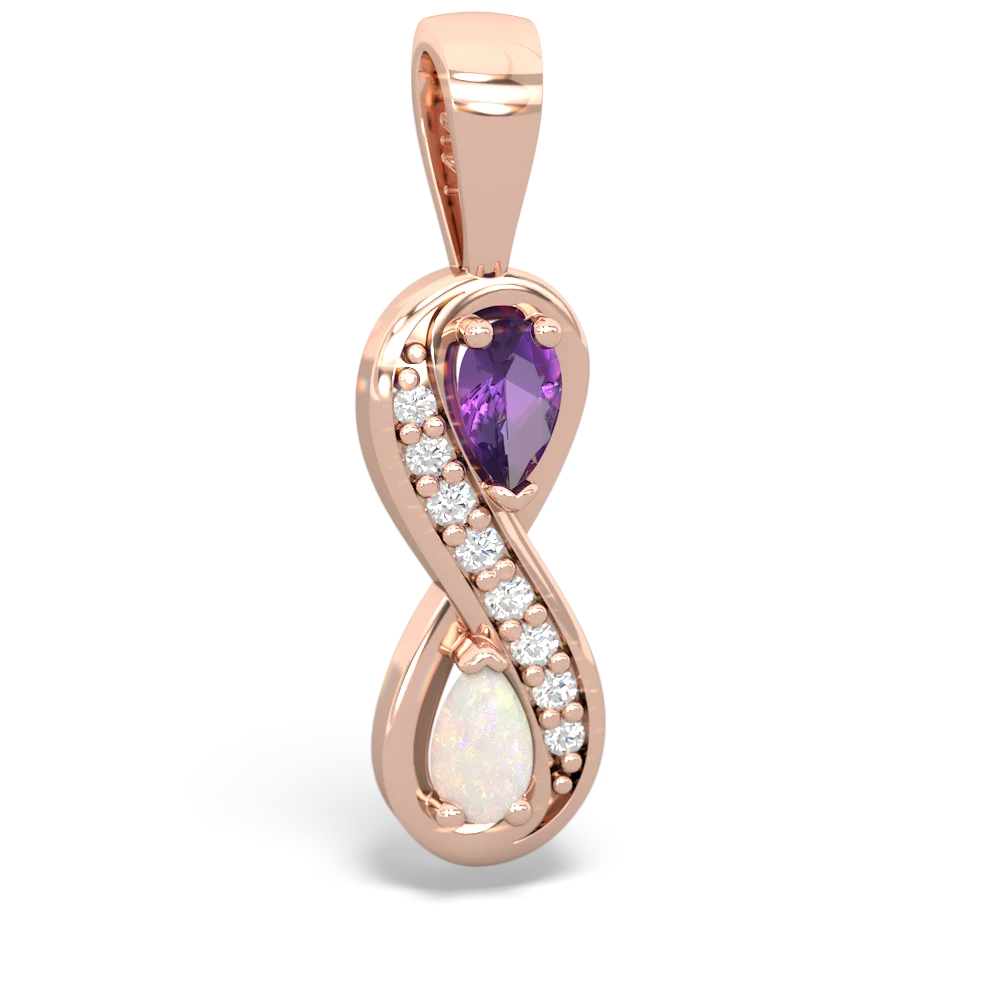 Amethyst Diamond Infinity 14K Rose Gold pendant P5390