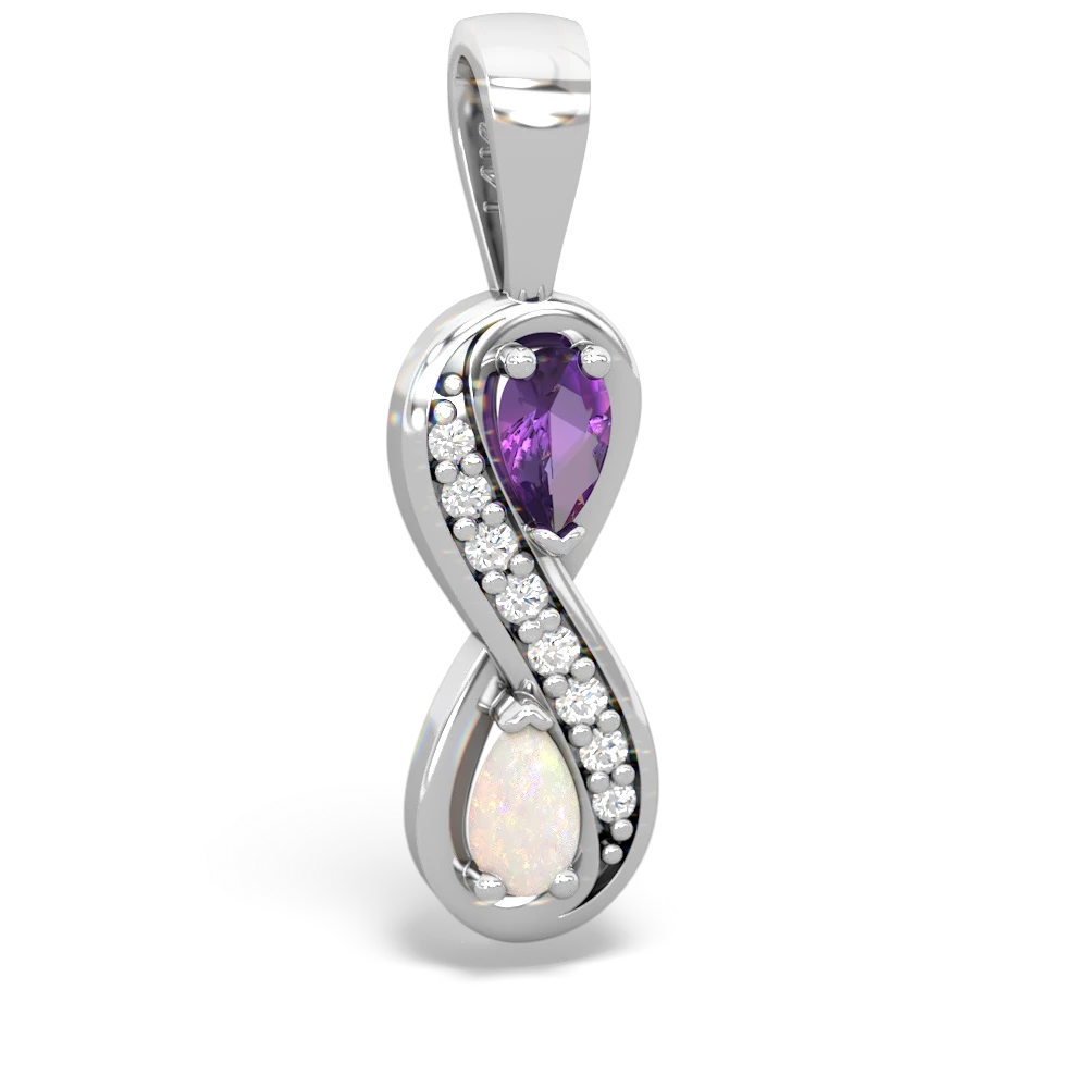 Amethyst Diamond Infinity 14K White Gold pendant P5390