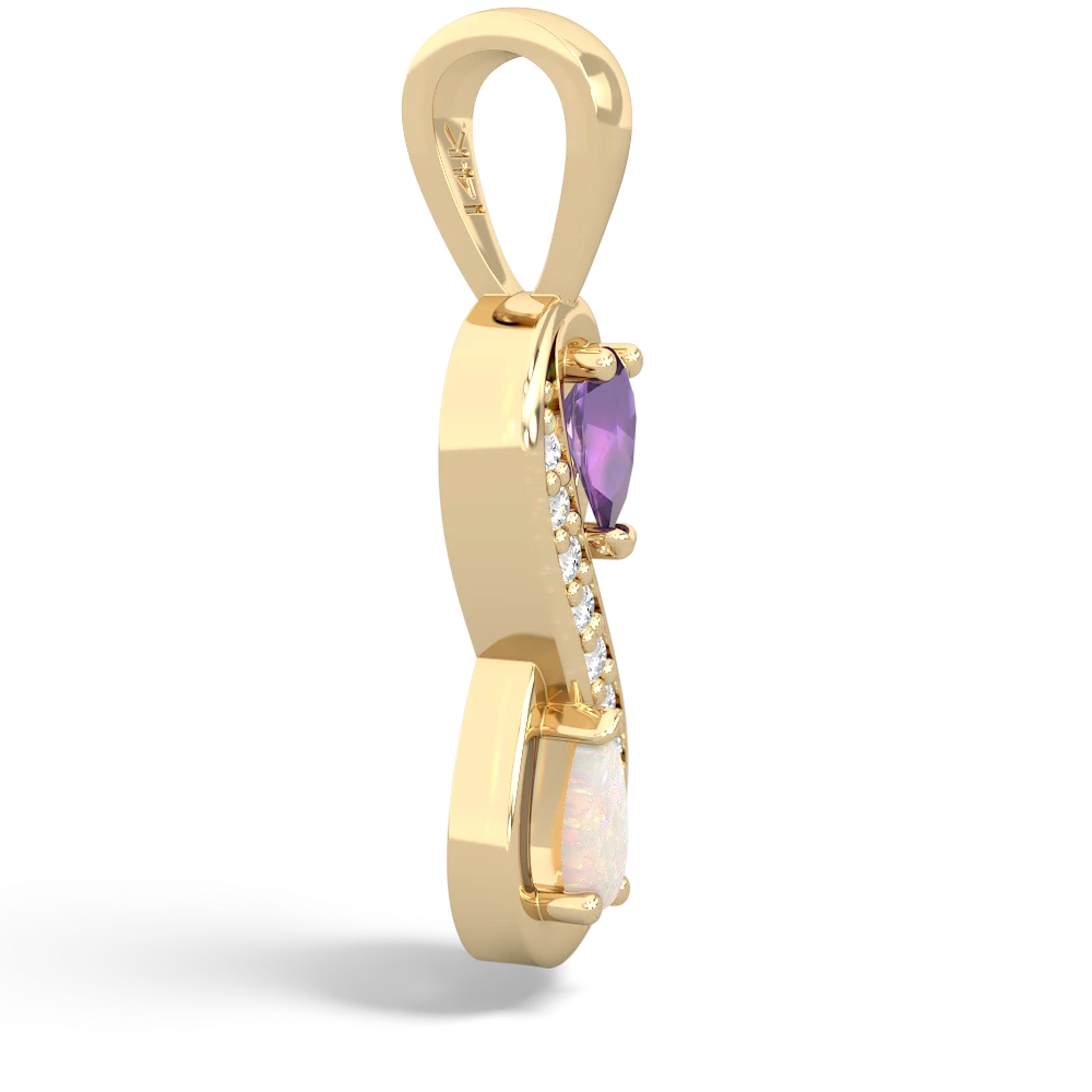 Amethyst Diamond Infinity 14K Yellow Gold pendant P5390