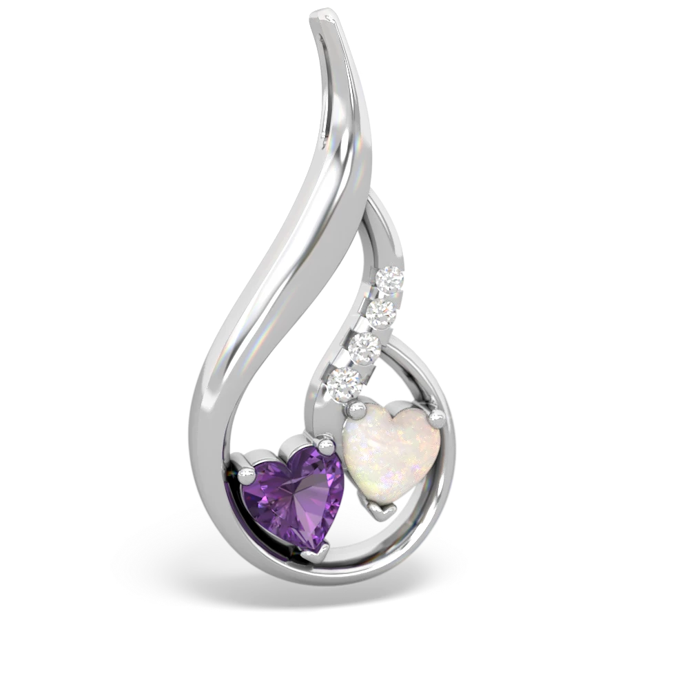 Amethyst Keepsake Curves 14K White Gold pendant P5450