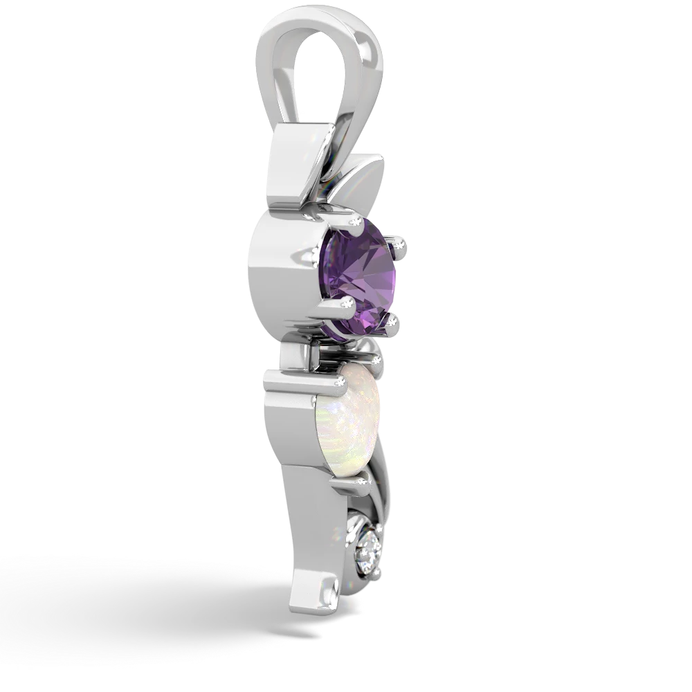 Amethyst Kitten 14K White Gold pendant P5780