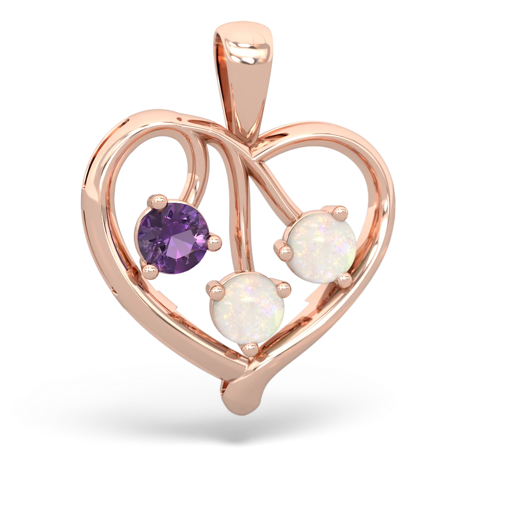 Amethyst Glowing Heart 14K Rose Gold pendant P2233