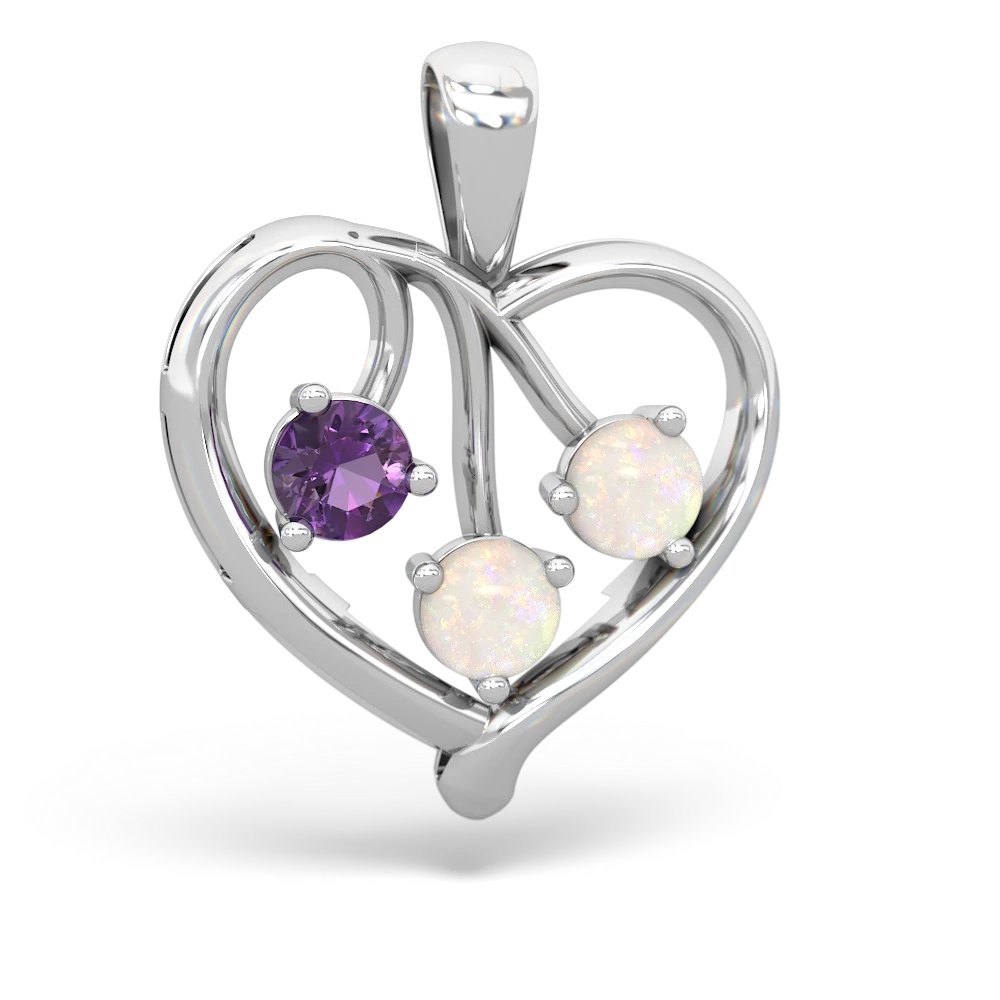 Amethyst Glowing Heart 14K White Gold pendant P2233