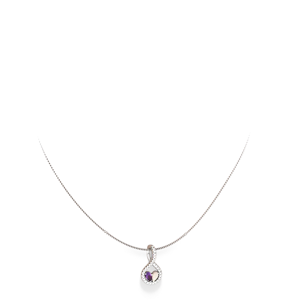 Amethyst Pave Twist 'One Heart' 14K White Gold pendant P5360