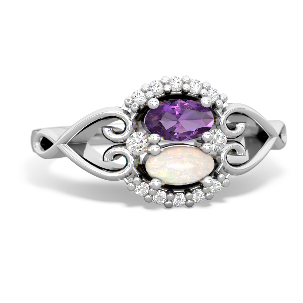 Amethyst Love Nest 14K White Gold ring R5860