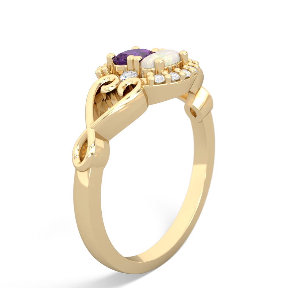 Amethyst Love Nest 14K Yellow Gold ring R5860