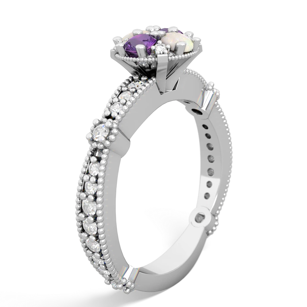 Amethyst Sparkling Tiara Cluster 14K White Gold ring R26293RD