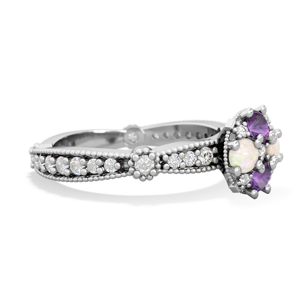 Amethyst Sparkling Tiara Cluster 14K White Gold ring R26293RD