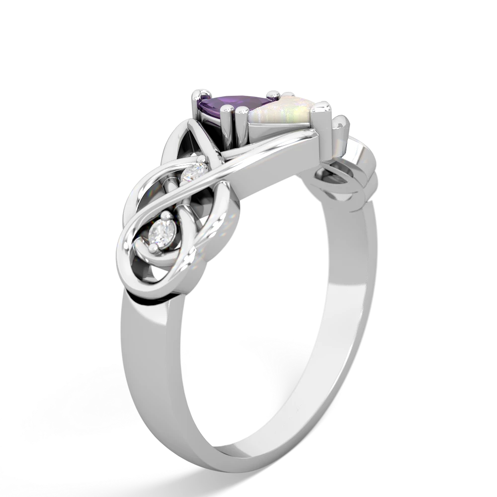 Amethyst Keepsake Celtic Knot 14K White Gold ring R5300