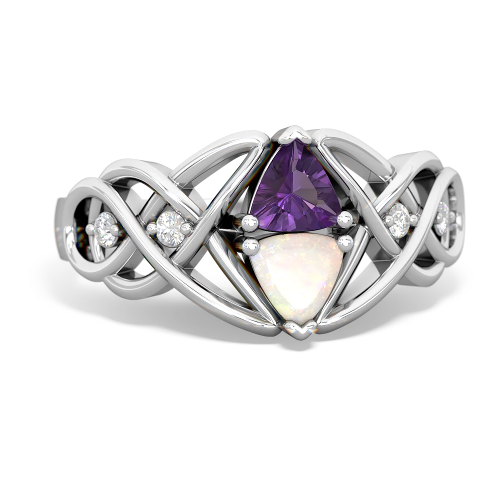 Amethyst Keepsake Celtic Knot 14K White Gold ring R5300