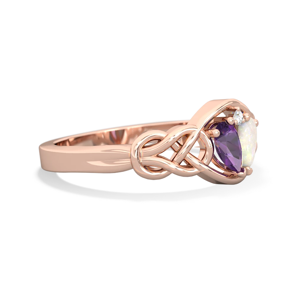 Amethyst Celtic Love Knot 14K Rose Gold ring R5420