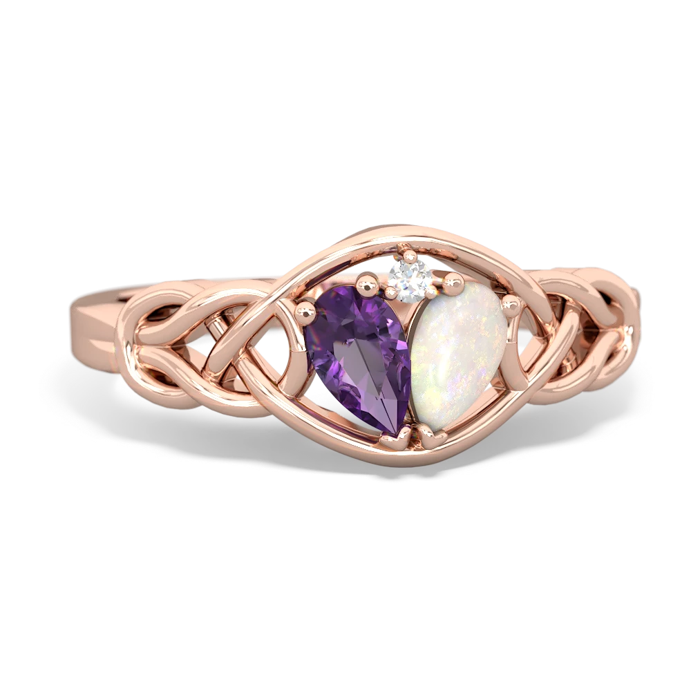 Amethyst Celtic Love Knot 14K Rose Gold ring R5420
