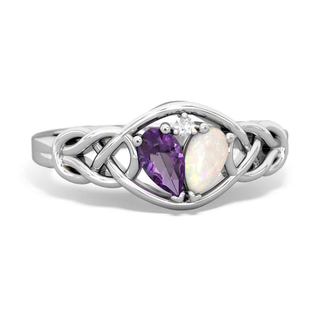 Amethyst Celtic Love Knot 14K White Gold ring R5420