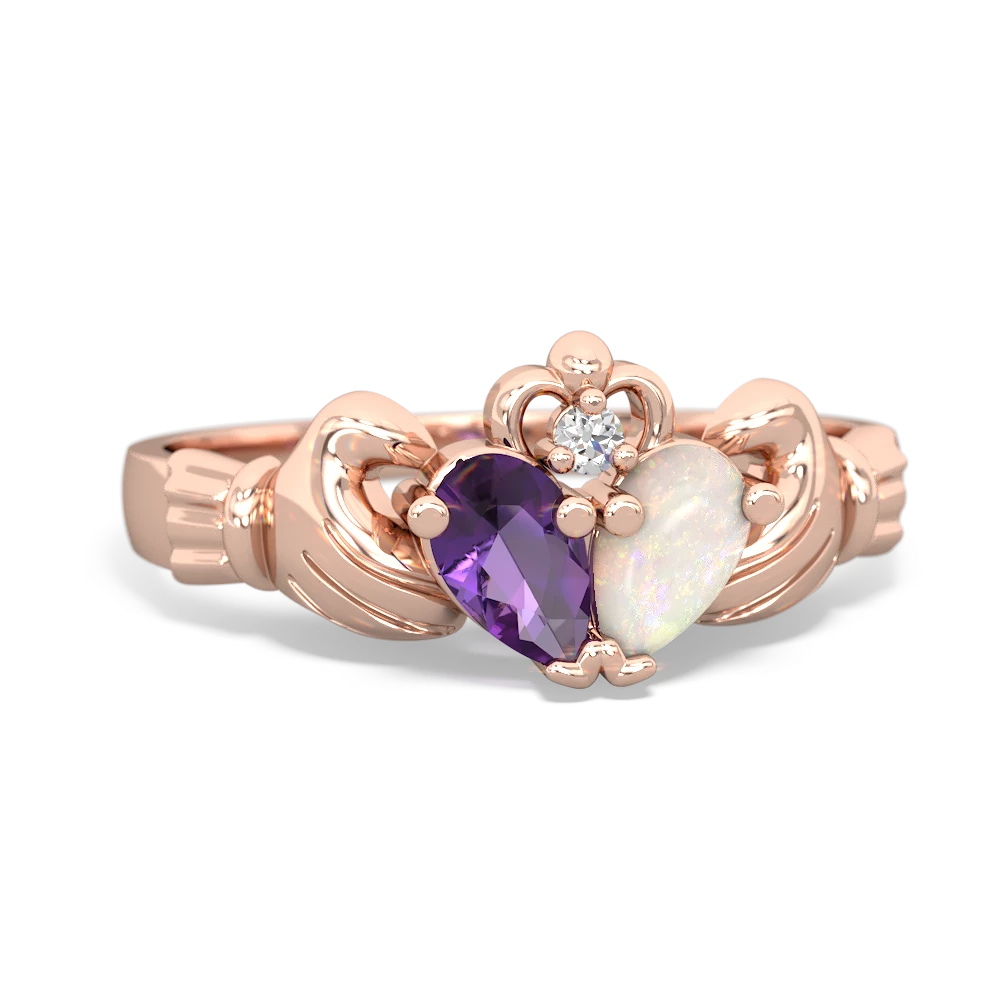 Amethyst 'Our Heart' Claddagh 14K Rose Gold ring R2388