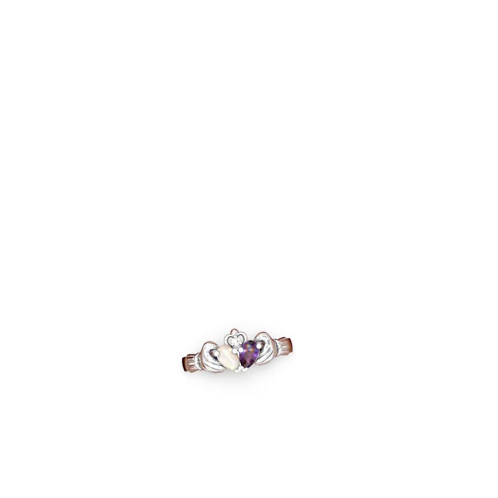 Amethyst 'Our Heart' Claddagh 14K White Gold ring R2388