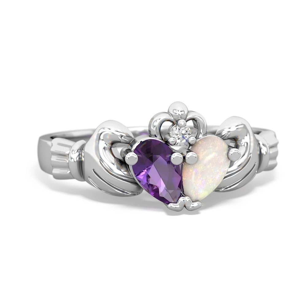 Amethyst 'Our Heart' Claddagh 14K White Gold ring R2388