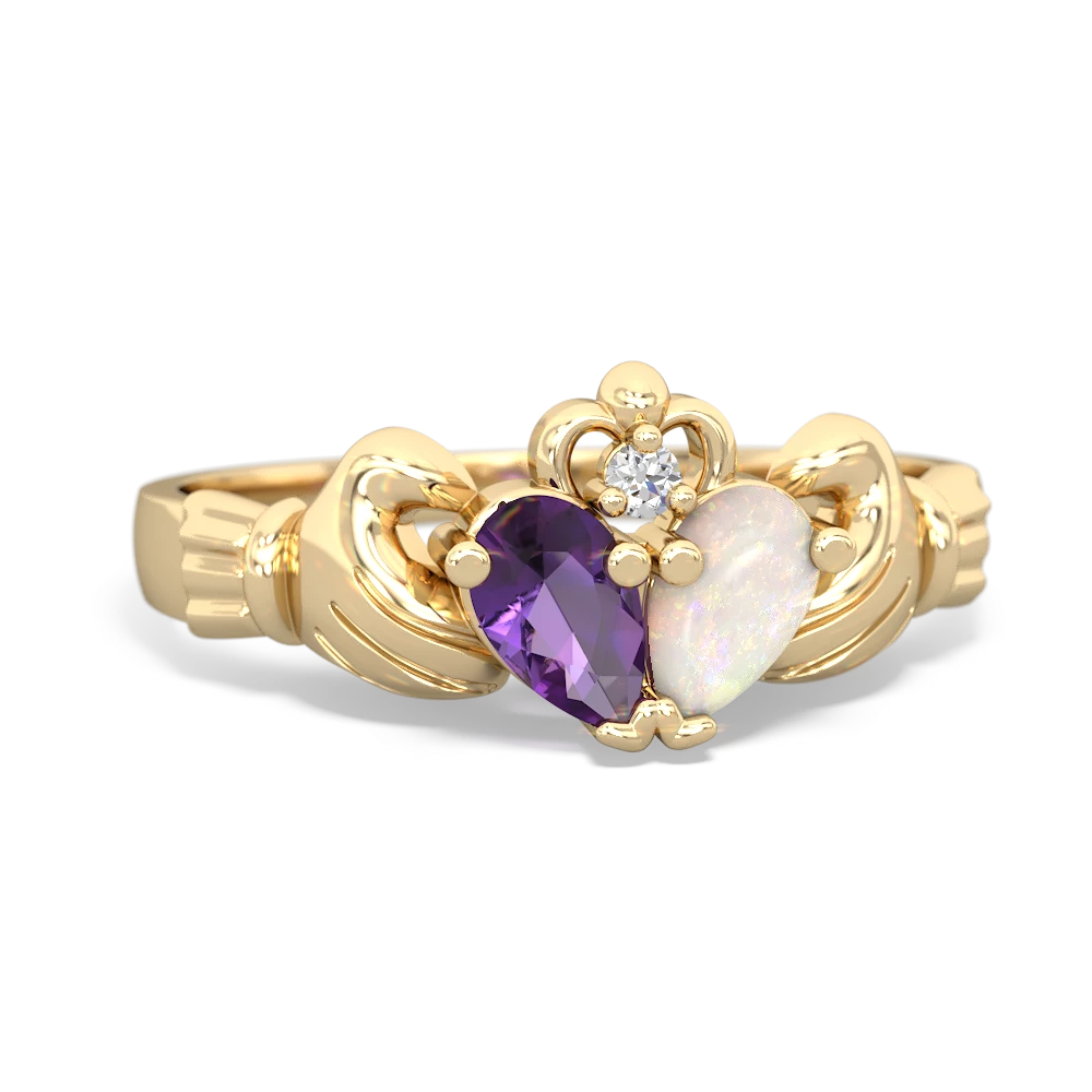 Amethyst 'Our Heart' Claddagh 14K Yellow Gold ring R2388