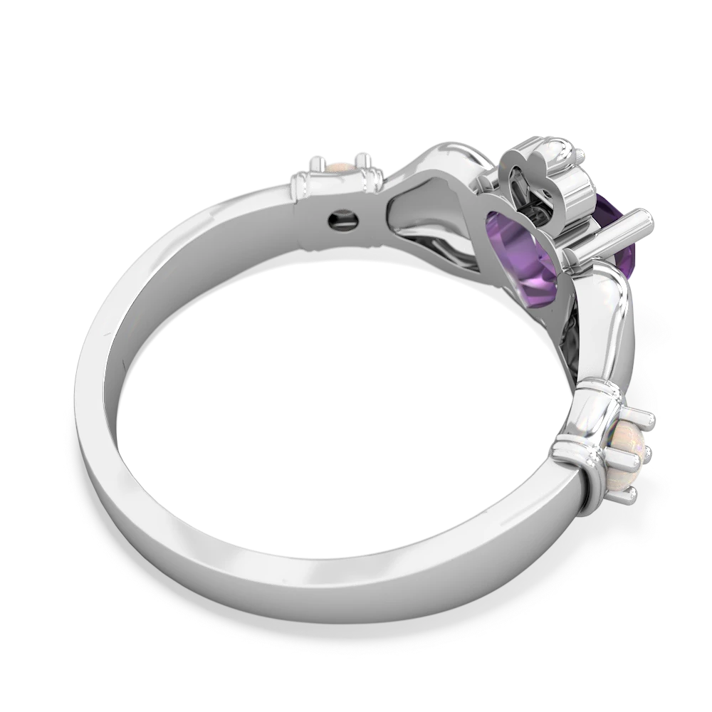 Amethyst Claddagh Keepsake 14K White Gold ring R5245