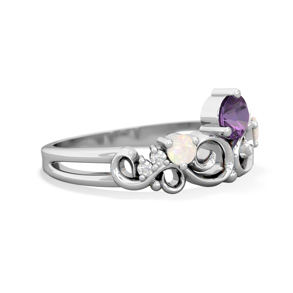 Amethyst Crown Keepsake 14K White Gold ring R5740