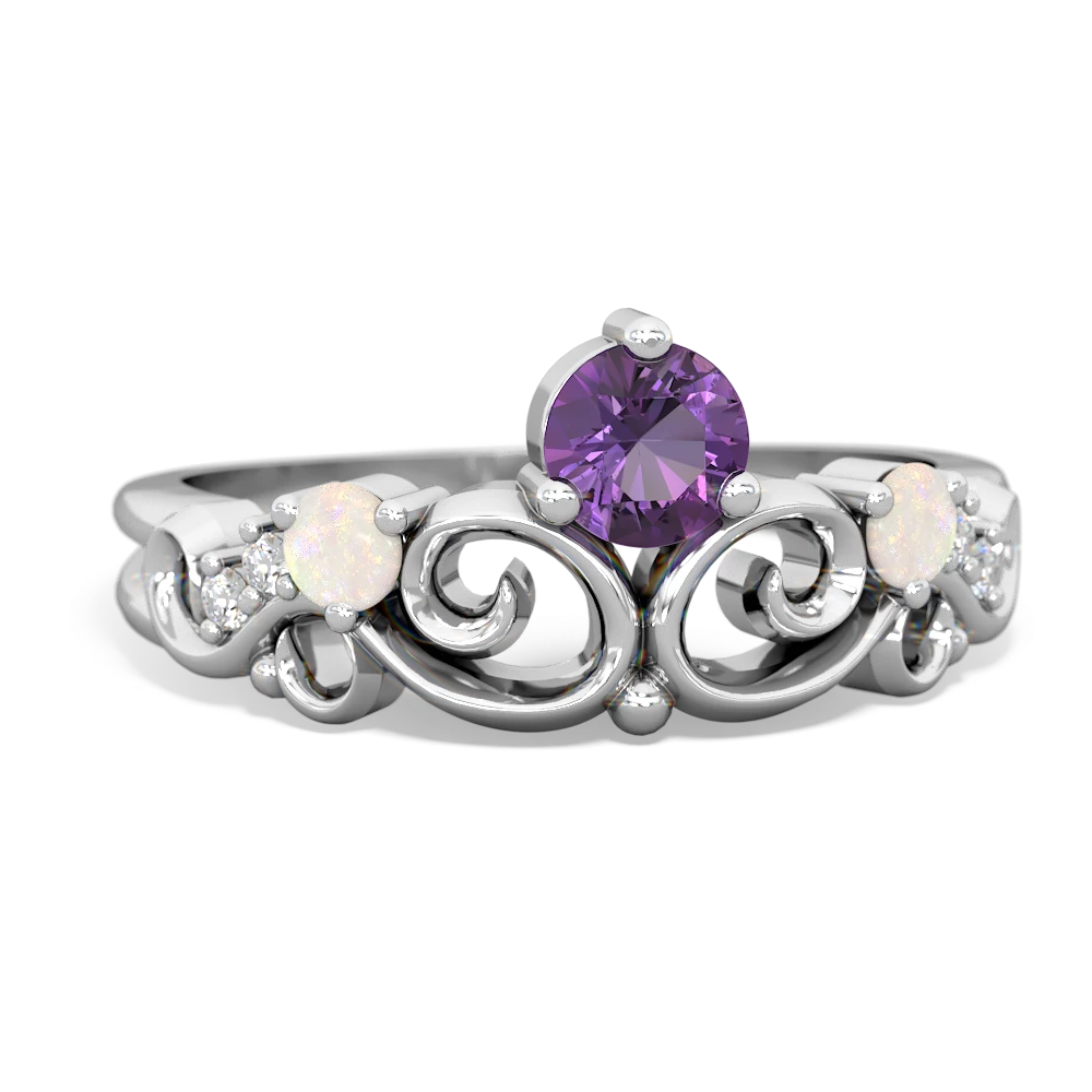 Amethyst Crown Keepsake 14K White Gold ring R5740