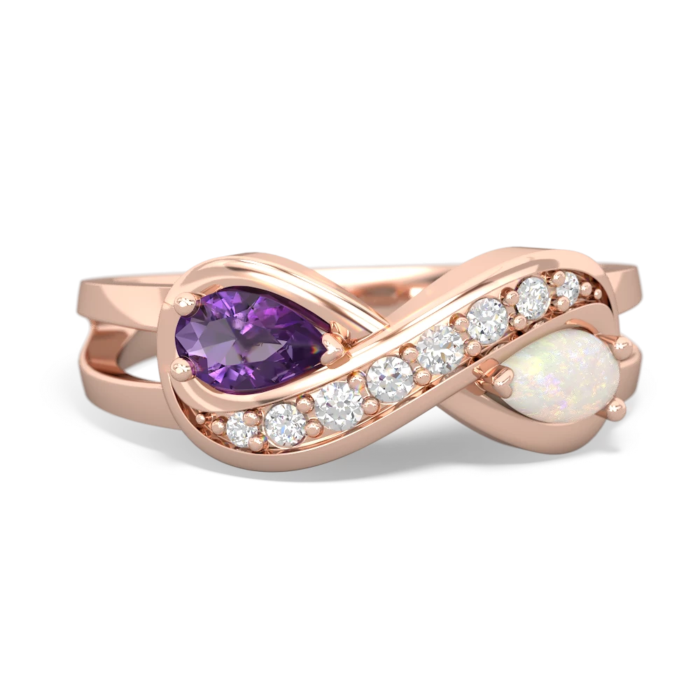 Amethyst Diamond Infinity 14K Rose Gold ring R5390