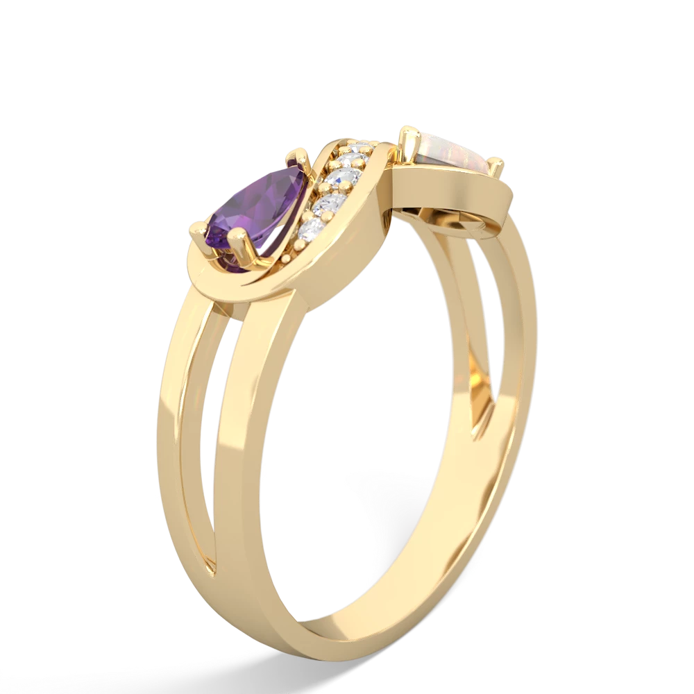 Amethyst Diamond Infinity 14K Yellow Gold ring R5390