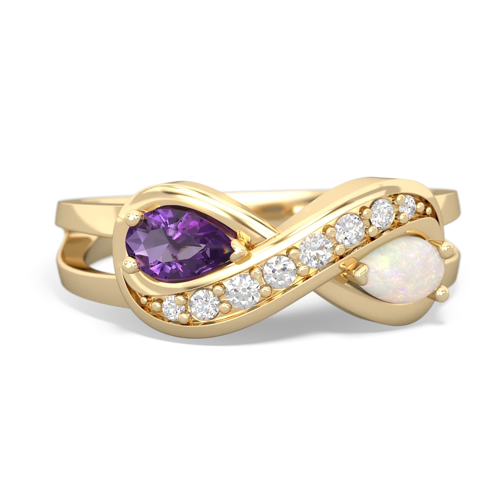 Amethyst Diamond Infinity 14K Yellow Gold ring R5390