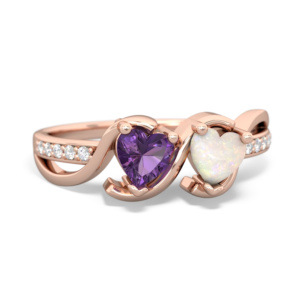 Amethyst Side By Side 14K Rose Gold ring R3090