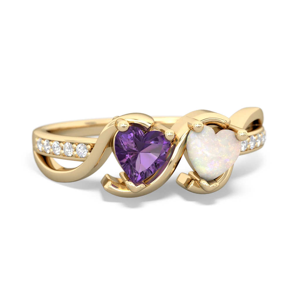 Amethyst Side By Side 14K Yellow Gold ring R3090