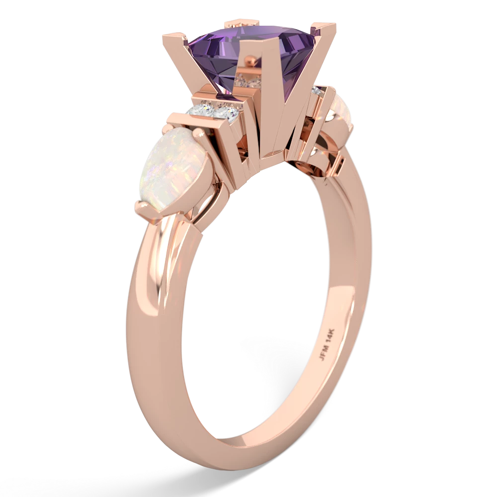 Amethyst 6Mm Princess Eternal Embrace Engagement 14K Rose Gold ring C2002