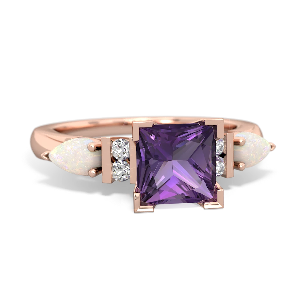 Amethyst 6Mm Princess Eternal Embrace Engagement 14K Rose Gold ring C2002