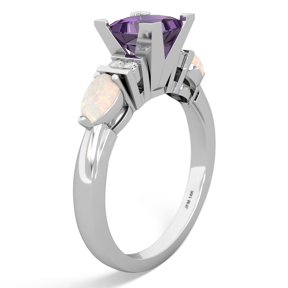 Amethyst 6Mm Princess Eternal Embrace Engagement 14K White Gold ring C2002