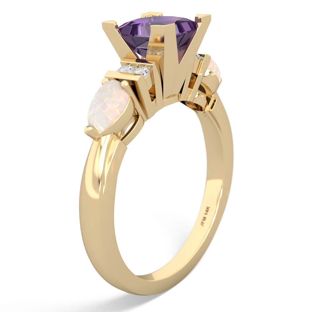Amethyst 6Mm Princess Eternal Embrace Engagement 14K Yellow Gold ring C2002