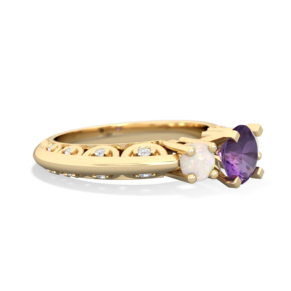 Amethyst Art Deco Eternal Embrace Engagement 14K Yellow Gold ring C2003