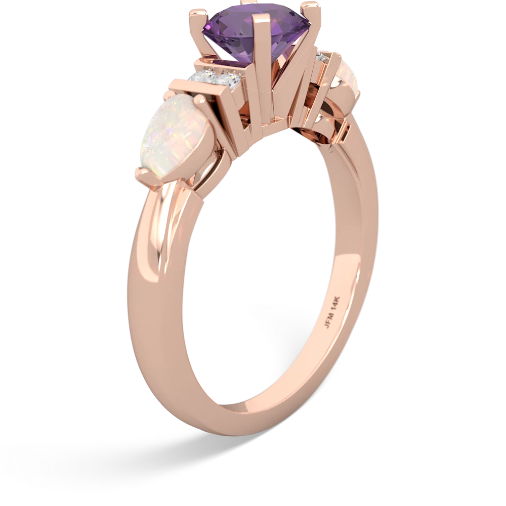 Amethyst 6Mm Round Eternal Embrace Engagement 14K Rose Gold ring R2005