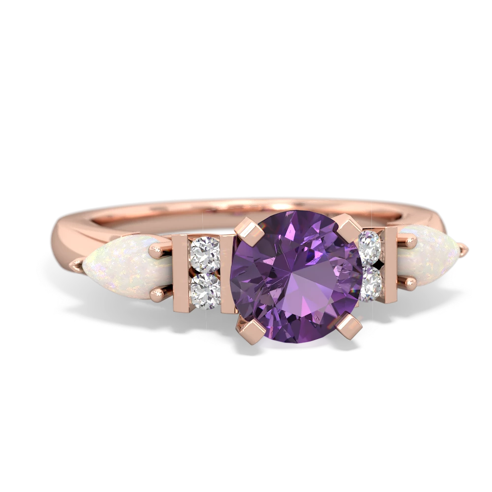 Amethyst 6Mm Round Eternal Embrace Engagement 14K Rose Gold ring R2005