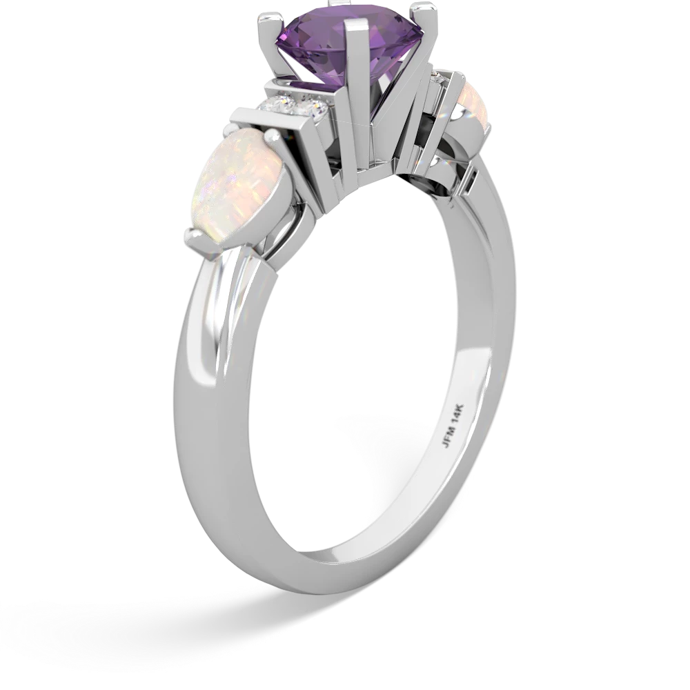 Amethyst 6Mm Round Eternal Embrace Engagement 14K White Gold ring R2005