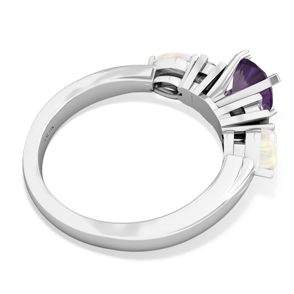 Amethyst 6Mm Round Eternal Embrace Engagement 14K White Gold ring R2005