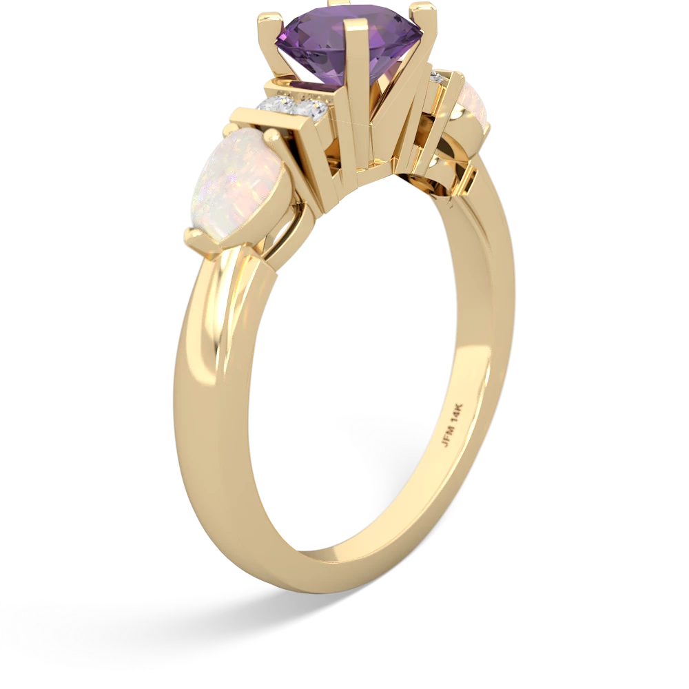 Amethyst 6Mm Round Eternal Embrace Engagement 14K Yellow Gold ring R2005