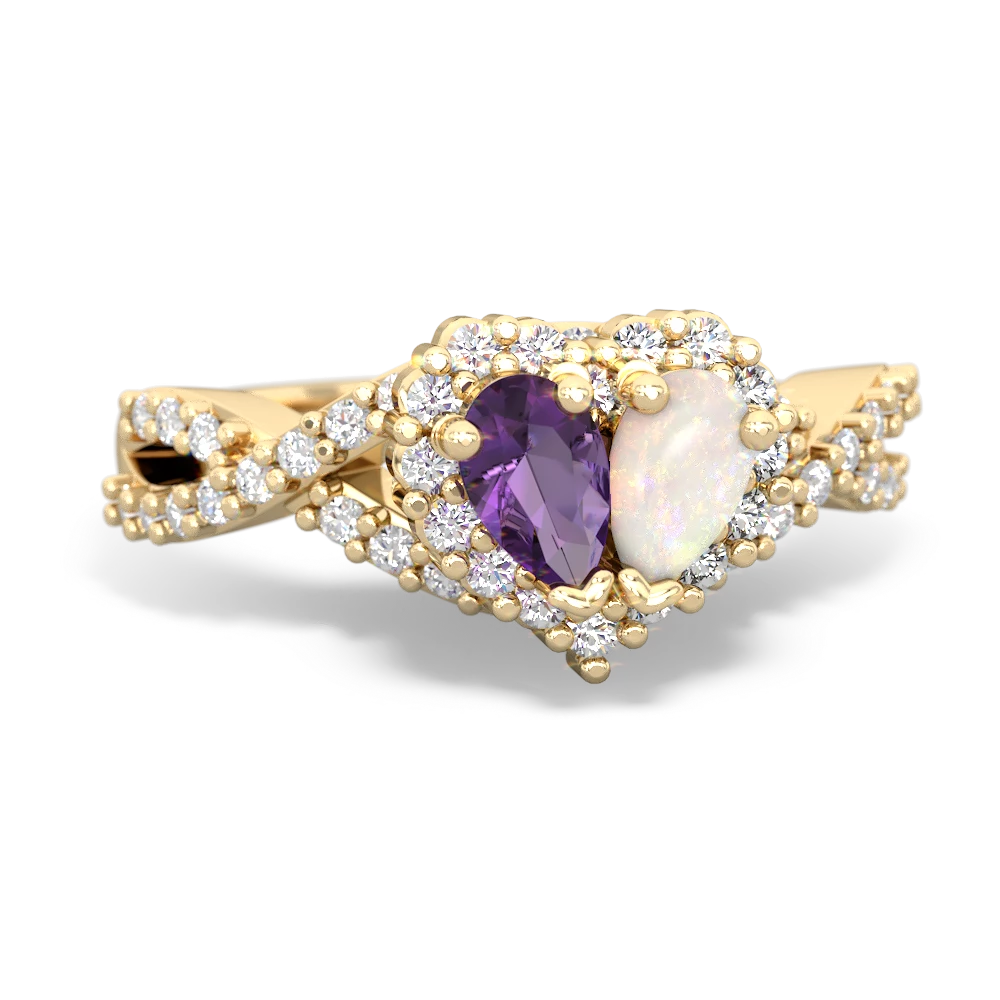 Amethyst Diamond Twist 'One Heart' 14K Yellow Gold ring R2640HRT