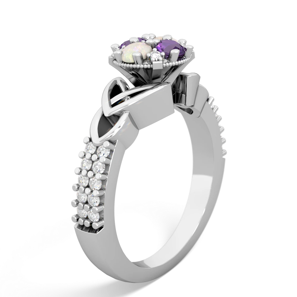 Amethyst Celtic Knot Cluster Engagement 14K White Gold ring R26443RD