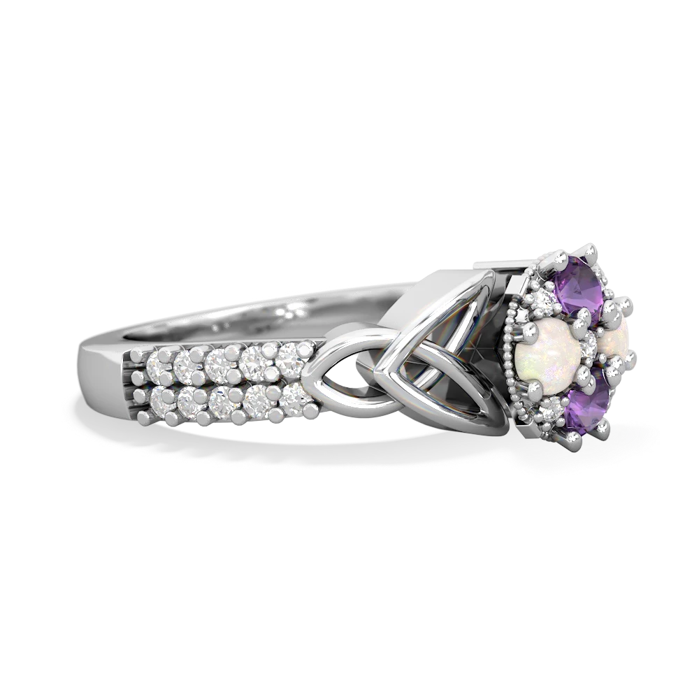 Amethyst Celtic Knot Cluster Engagement 14K White Gold ring R26443RD