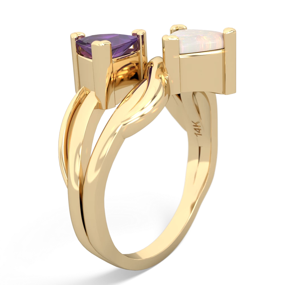 Amethyst Split Band Swirl 14K Yellow Gold ring R2341