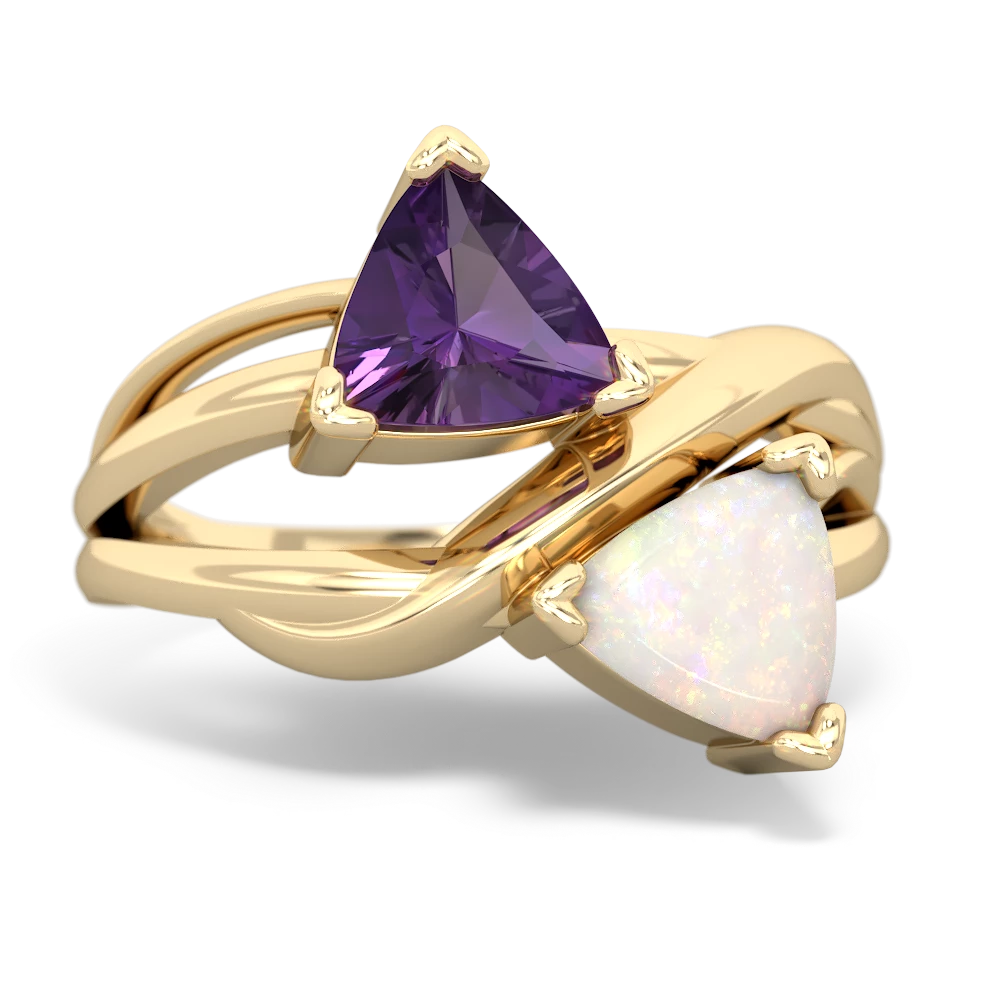 Amethyst Split Band Swirl 14K Yellow Gold ring R2341