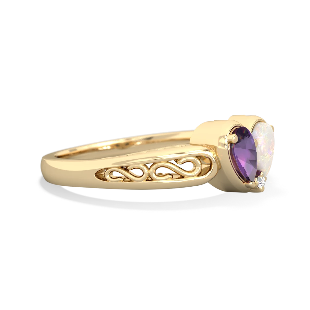 Amethyst Filligree 'One Heart' 14K Yellow Gold ring R5070