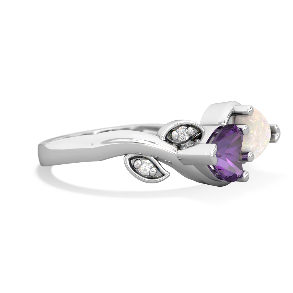 Amethyst Floral Elegance 14K White Gold ring R5790