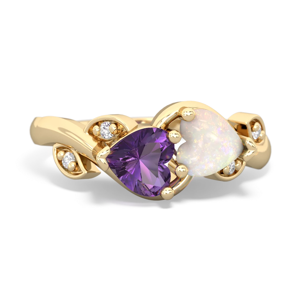 Amethyst Floral Elegance 14K Yellow Gold ring R5790