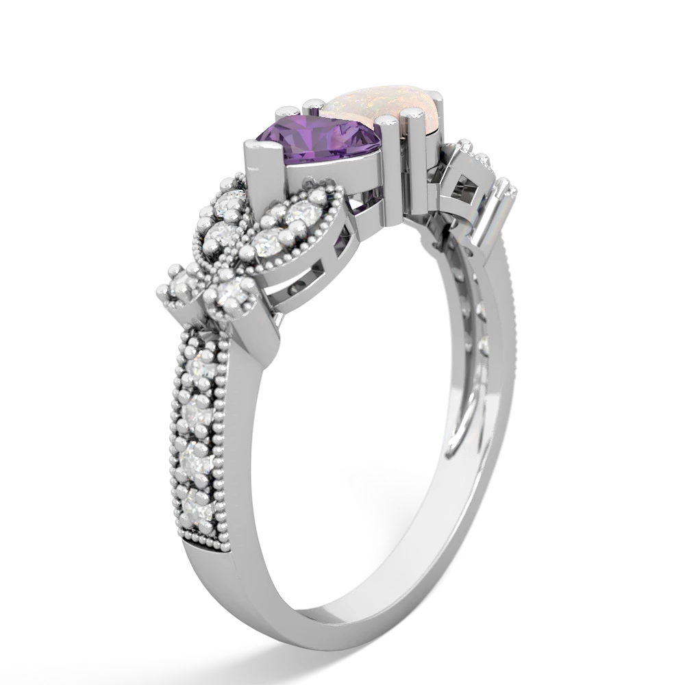 Amethyst Diamond Butterflies 14K White Gold ring R5601