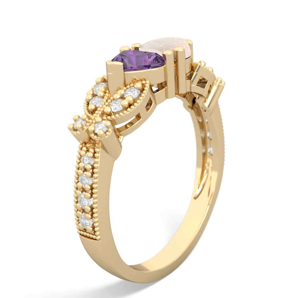 Amethyst Diamond Butterflies 14K Yellow Gold ring R5601