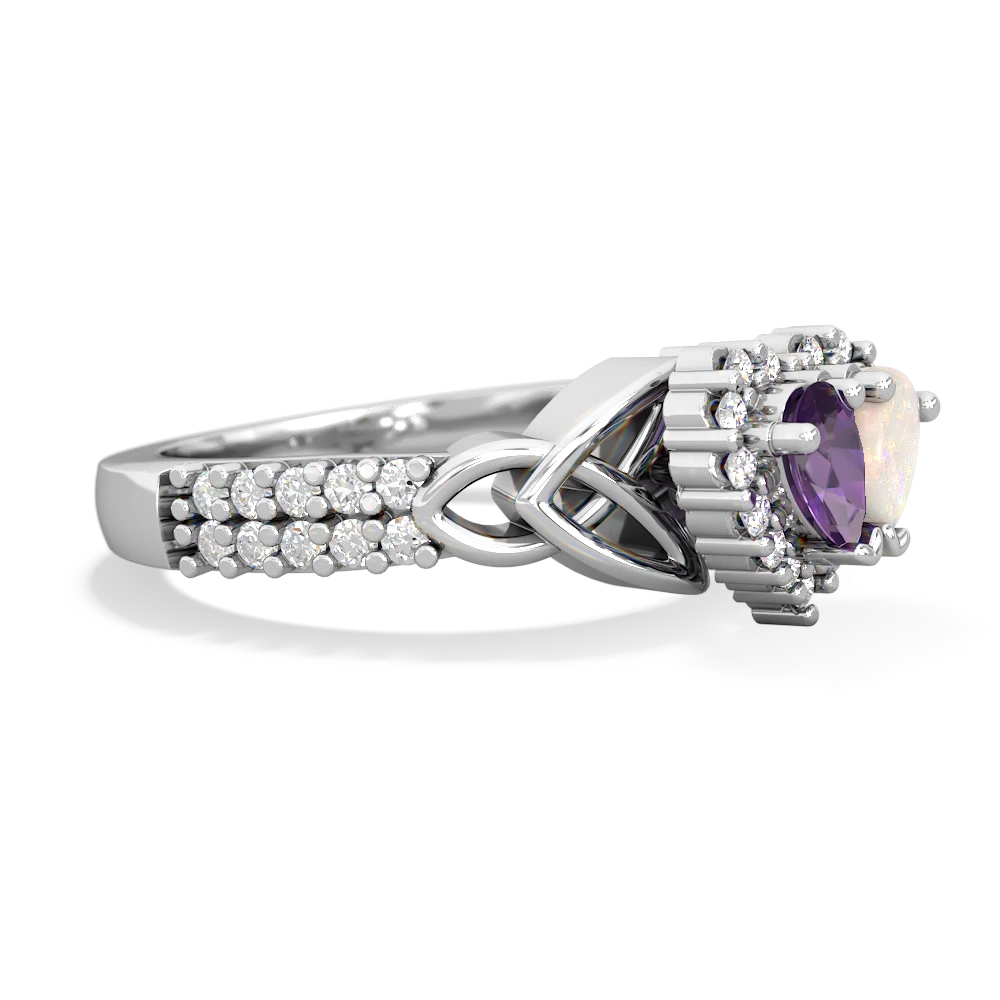 Amethyst Celtic Knot Two Hearts As One 14K White Gold ring R2644HRT